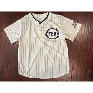 Match Up Baseball Jersey Mens XL White Pinstripe Chicago Feds Wrigley Field 100